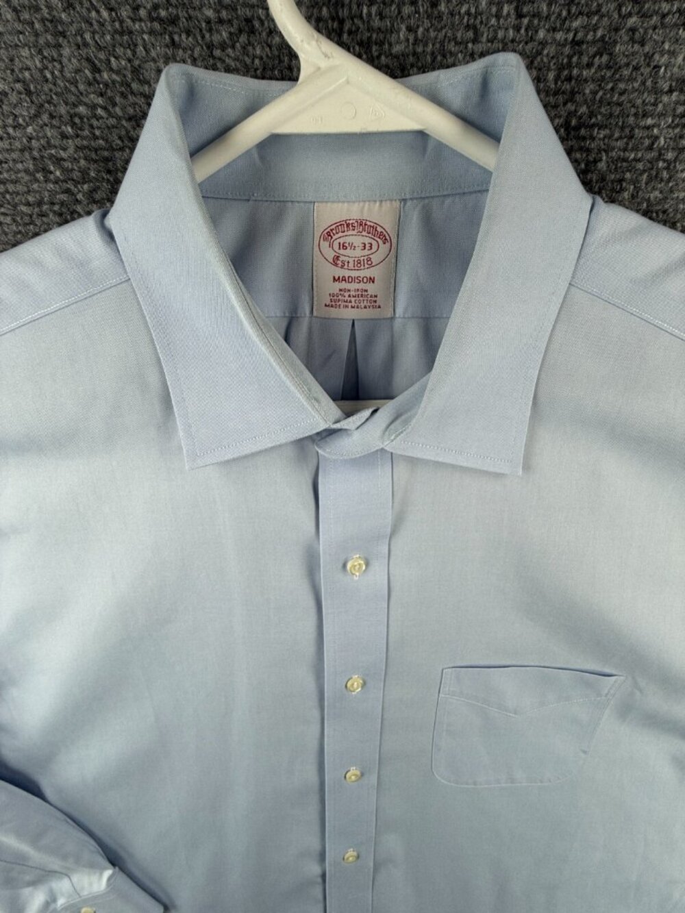 Brooks Brothers Non Iron Cotton Button Up 16.5 33 Madison Blue Supima Adult Men